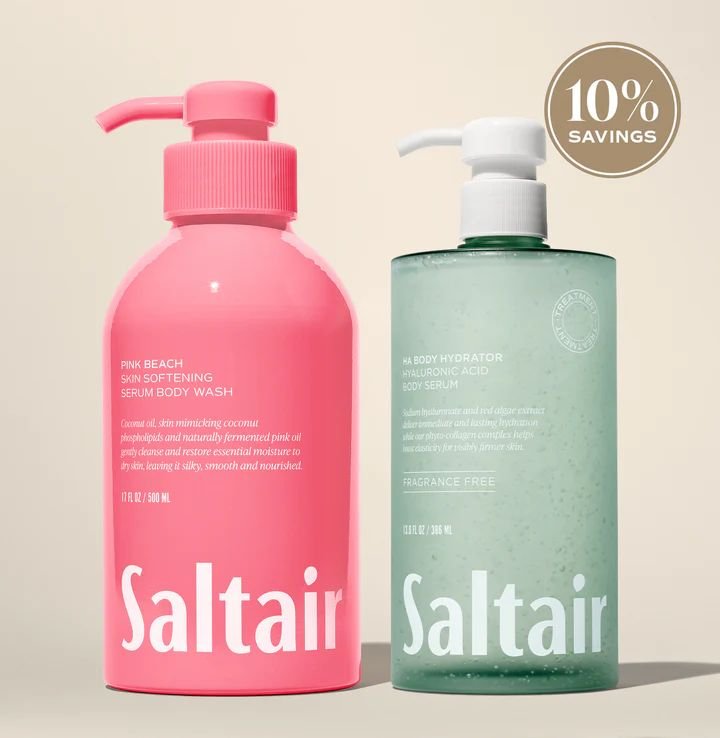 Saltair complete bodycare collection featuring active skincare ingredients for full body treatment